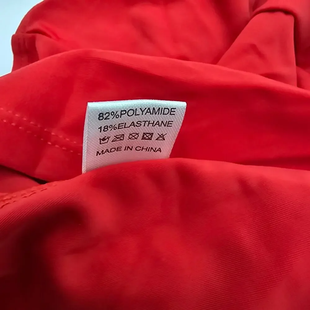 Tempt Me Womans size 5XL Retro Halter Boyleg Ruched One Piece Swimsuit Red NWOT
